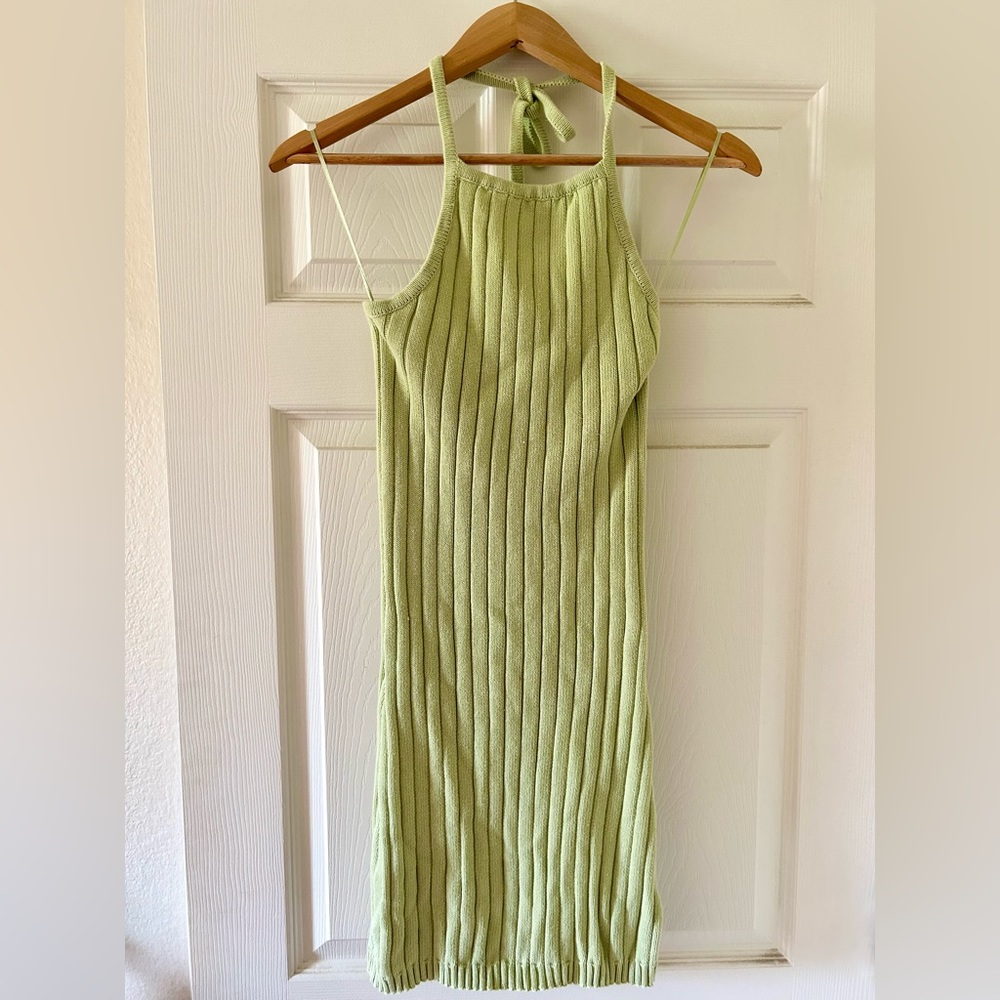 Lulu’s Green Ribbed Halter Dress